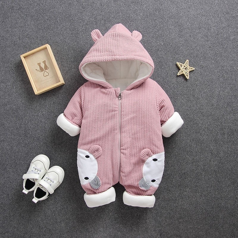Rusland Baby Kostuum Rompertjes Kleding Koude Winter Jongen Meisje Kledingstuk Dikker Warme Comfortabele Puur Katoen Jas Jas Kids: pink bear / 6m