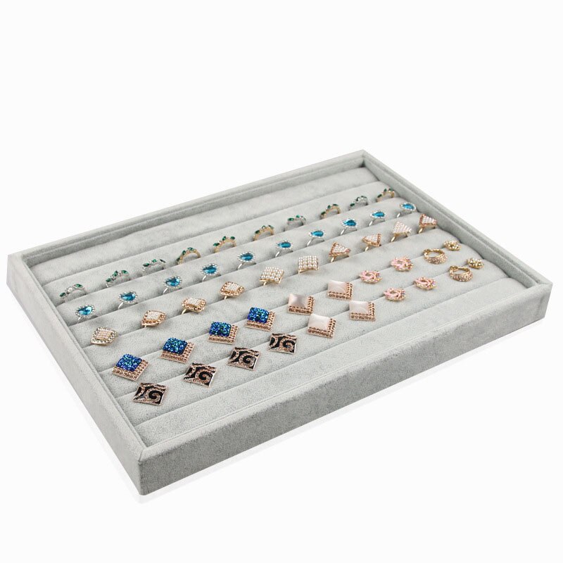 Fløyels smykkeskuff arrangør ring øredobber etui armbånd halskjede anheng oppbevaringsbrett smykker lagringsorgan