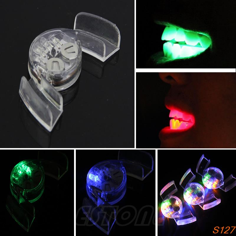 4 Colors LED Light Flashing flash Mouth Guard Piece Tooth Club Mouthguard Party