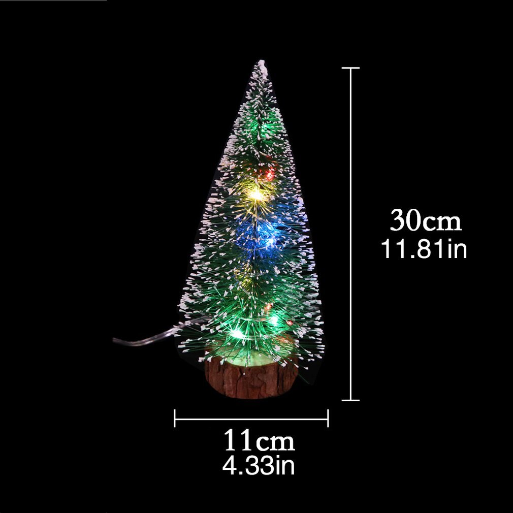Kerstversiering Desktop Snuisterij Groen Hoarfrost Side Met Led-verlichting Dennennaalden Afstoffen Mini Kerstboom: Default Title