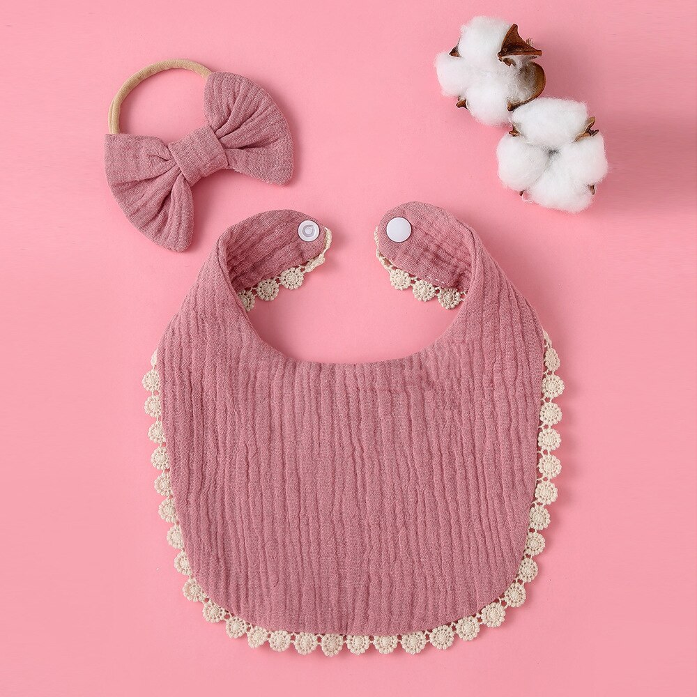 2 pezzi bavaglini per bambini triangolo doppio bavaglino in cotone nappa Saliva asciugamano fascia per bambini neonati ragazze grembiule bavaglini in cotone Bandana: Pink