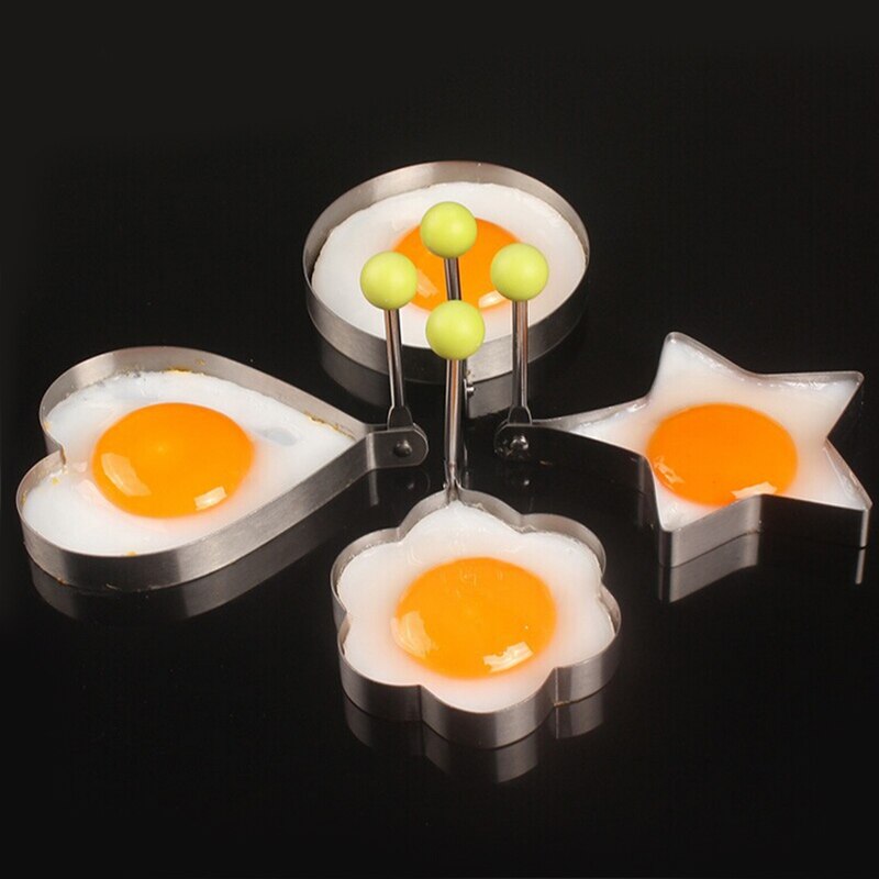 Multifunctionele 2 In 1 Non-stick Brood Ei Draaiers Koken Tang Gadgets Voor Keukengerei Siliconen Spatel Koken Tool: 4pcs egg mold