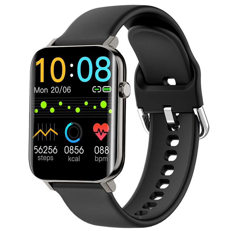 Laufen Geschwindigkeit Clever Uhr Männer Frauen 1,7 Zoll HD voll berühren Bildschirm Herz Bewertung Blut Sauerstoff Monitor Smartwatch für Android Apfel Oppo: Silikon Schwarz