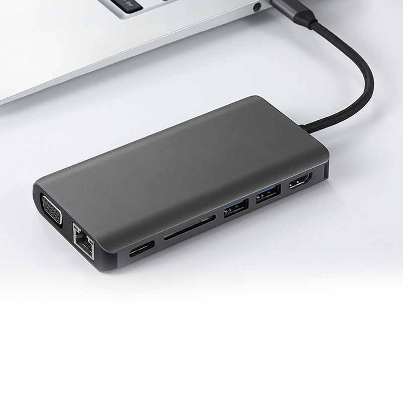 PD dell&#39;adattatore di LAN di Ethernet 3.1RJ45 che carica HUB di alluminio 4K 8-in-1 Docking Station multifunzionale di USB tipo-c a USB 3.1RJ45