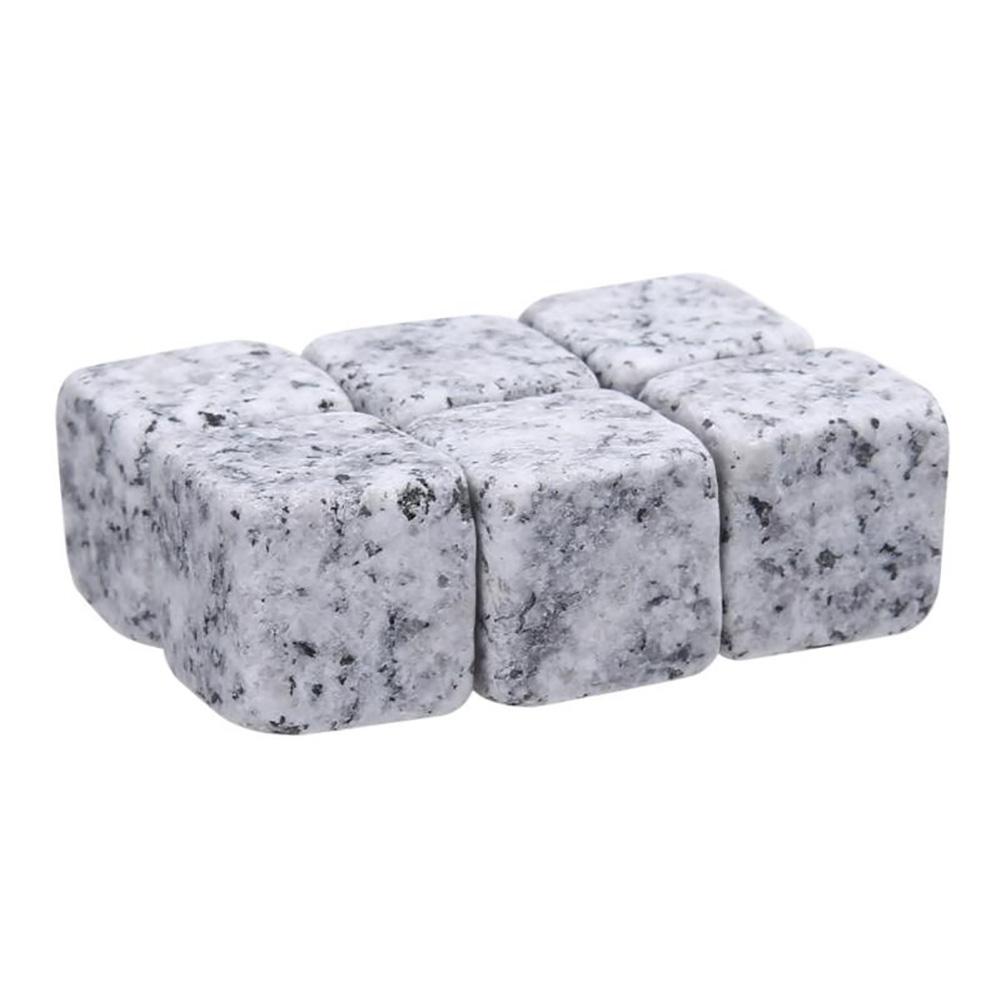 6Pcs Marble Cubes Whiskey Drinks Chilling Ice Stone Bar Cocktail Accessories Eliminates the Ice Shape to Cooling the Drinks: Grey