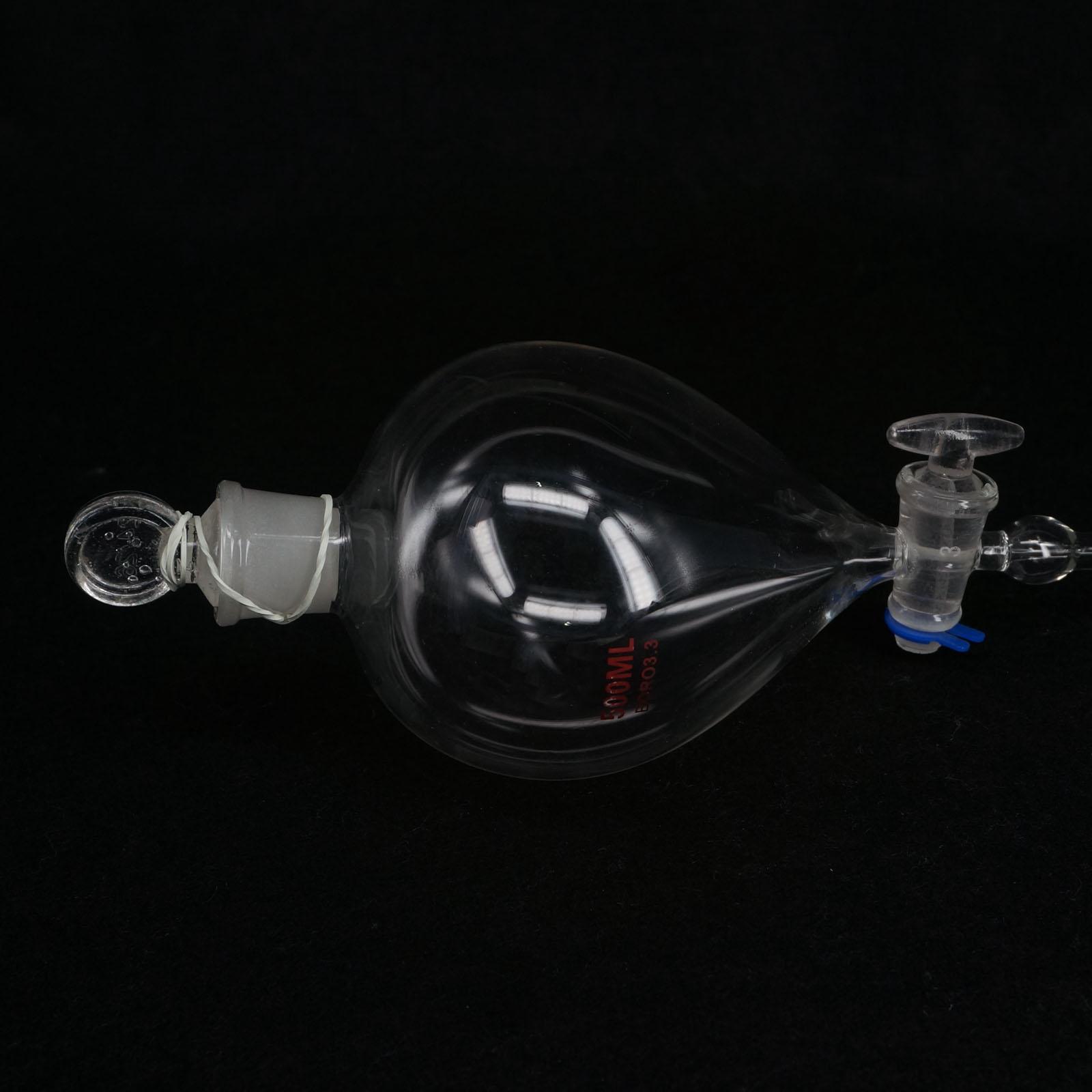 500ml Lab Glass Dropping Funnel Ball Shape With Glass Stopcock Metering Tool