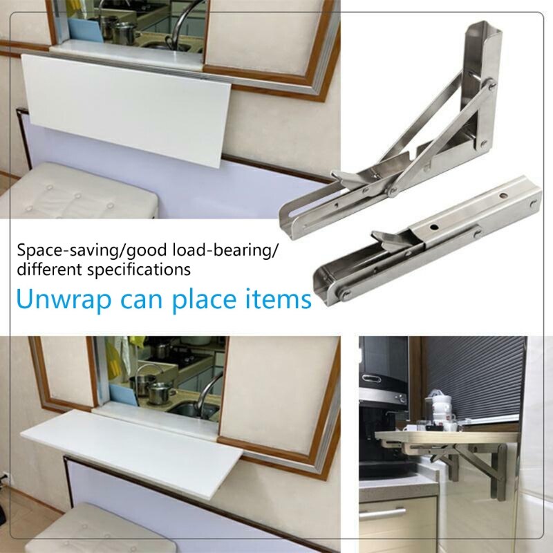 2Pcs Folding Heavy Duty Shelf-Bracket Bench Table Folding Shelf or Bracket T5UA