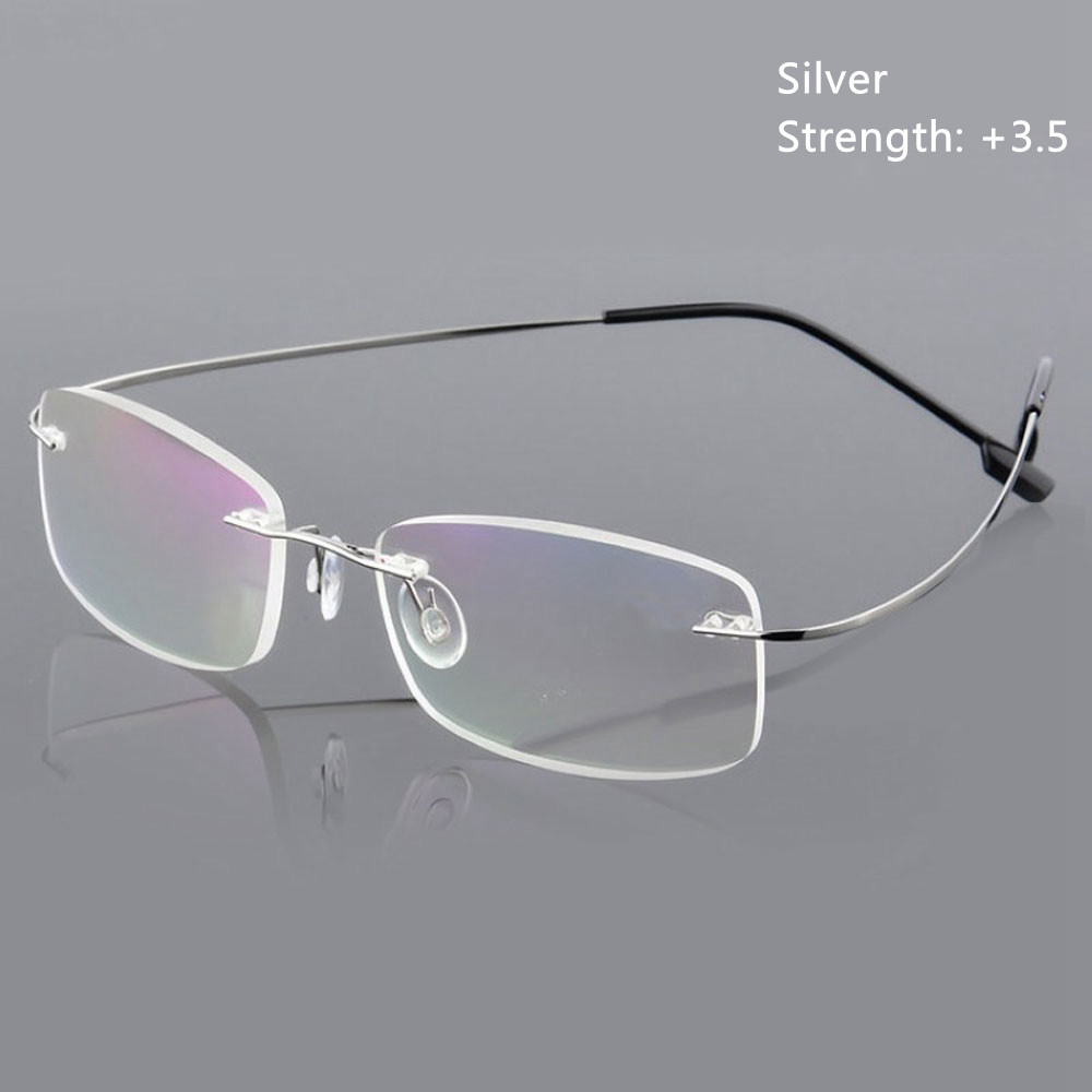 2023 ultraleichte Erinnerung Titan randlose Lesebrille Männer Frauen presbyopische Brille hoch auflösende Brille 1,0 bis 3,5