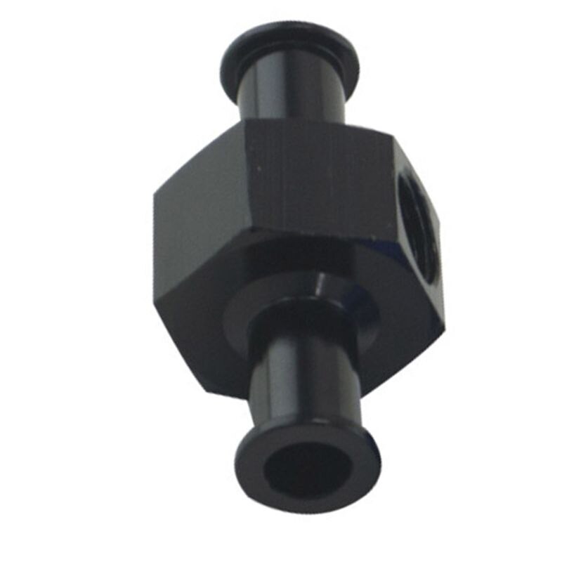 3/8" Metal Fuel Pressure Gauge Inline Barb Adapter Connector with 1/8" Port N84F: Black