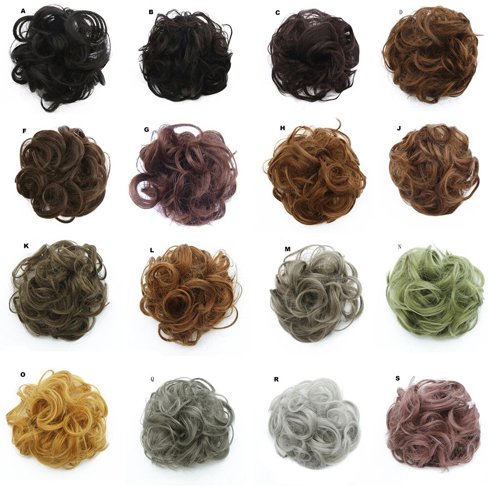Similler syntetisk krøllet chignons gummibånd elastisk scrunchie hair extensions bånd hårspænde bundter hårstykker boller