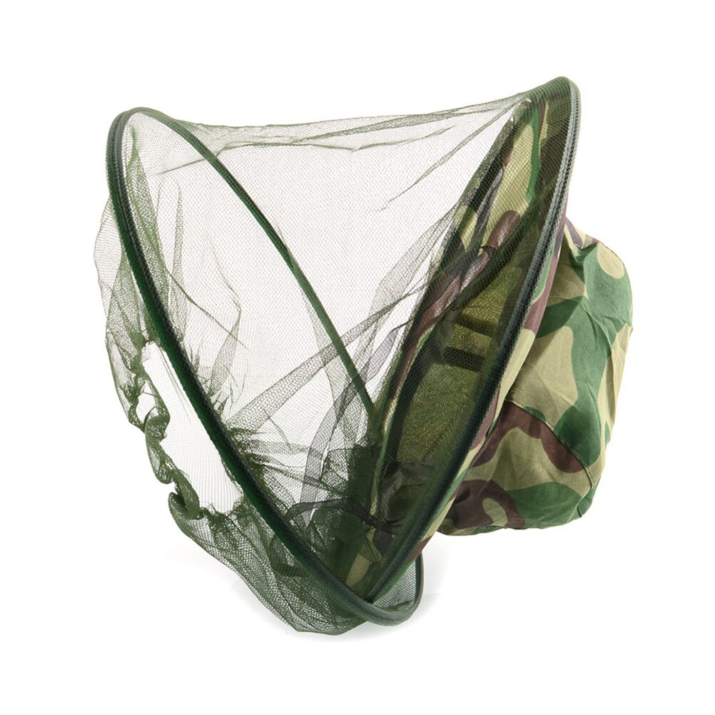Anti-moustique abeille insecte mouche masque chapeau chapeau avec filet de tête maille Protection du visage équipement de pêche en plein air (Camouflage)