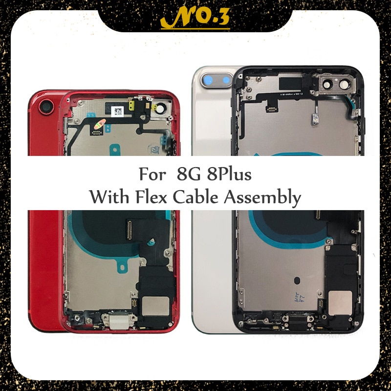 Obudowa z pełnym tyłem dla IPhone 8 8G 8Plus Plus rama środkowa obudowa obudowa baterii pokrywa tylna obudowa z zespołem części Flex Cable