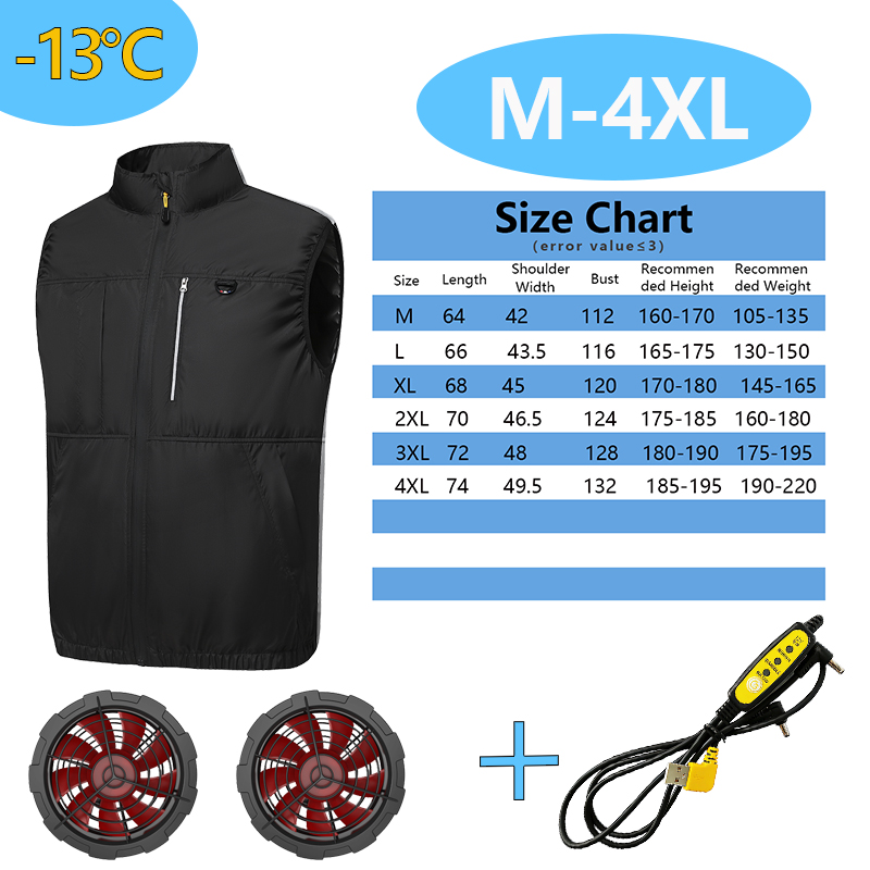 Zomer unisex koelvest tegen zonnesteek, ventilatorjack met opstaande kraag, werkkleding voor buitentaken, wegenadministratie en: 4XL / zwart