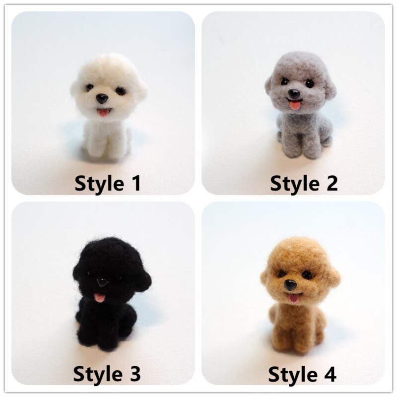5 farver bamse nålefilt dyr diy craft kit håndlavet sød filtehund shiba inu uldfilt legetøj julefilt til børn