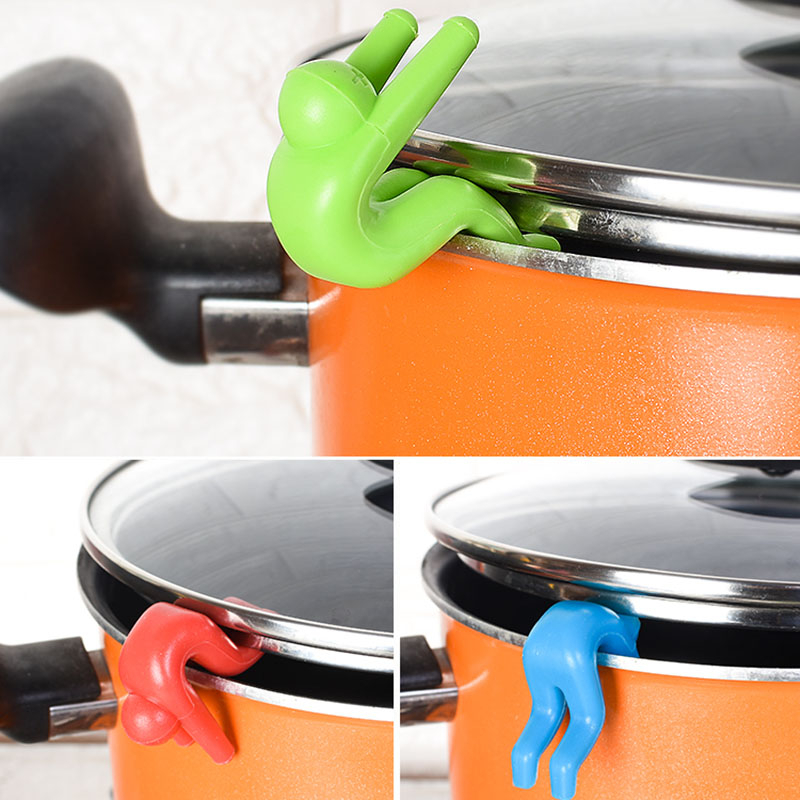 Carrot Spill-Proof Lid Lifters - Pack Of 6 Silicone Pot Lid Holders For Cooking