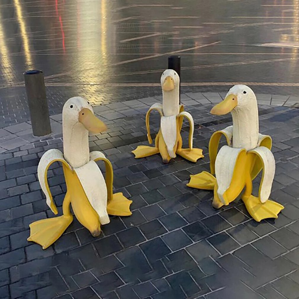 Pato de plátano, esculturas creativas para decoración de jardín, decoración de jardinería Vintage, arte caprichoso, pato de plátano pelado, estatuas artesanales para el hogar
