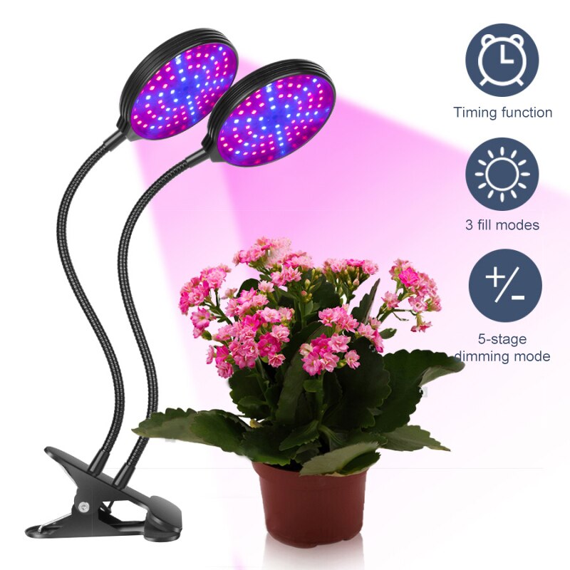 5 Modes Plant Growth Lights Lamp Bulb 360-degree Rotary 3-lamps Clip Holder UK Full Spectrum LED Grow Light Flower Plant Lamp: 30W