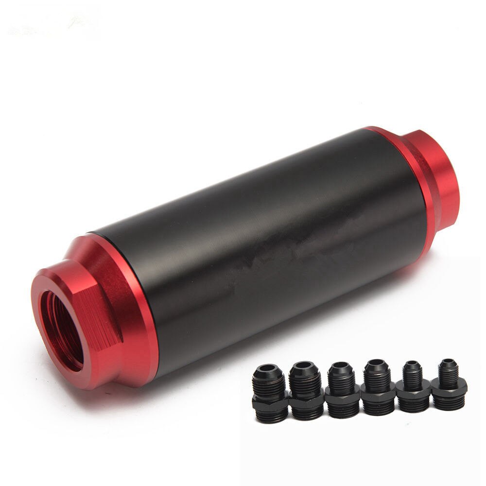 UNIVERSAL 40 Micron INLINE FUEL FILTER & MOUNT AN10 AN8 AN6 HIGH FLOW TURBO: Default Title