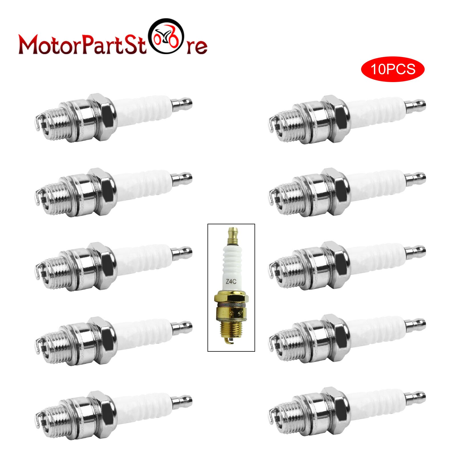 10 stk  z4c tennplugger for 49cc 50cc 60cc 66cc 70cc 80cc 2 takts yamaha suzuki motorisert sykkel sykkel moped scooter