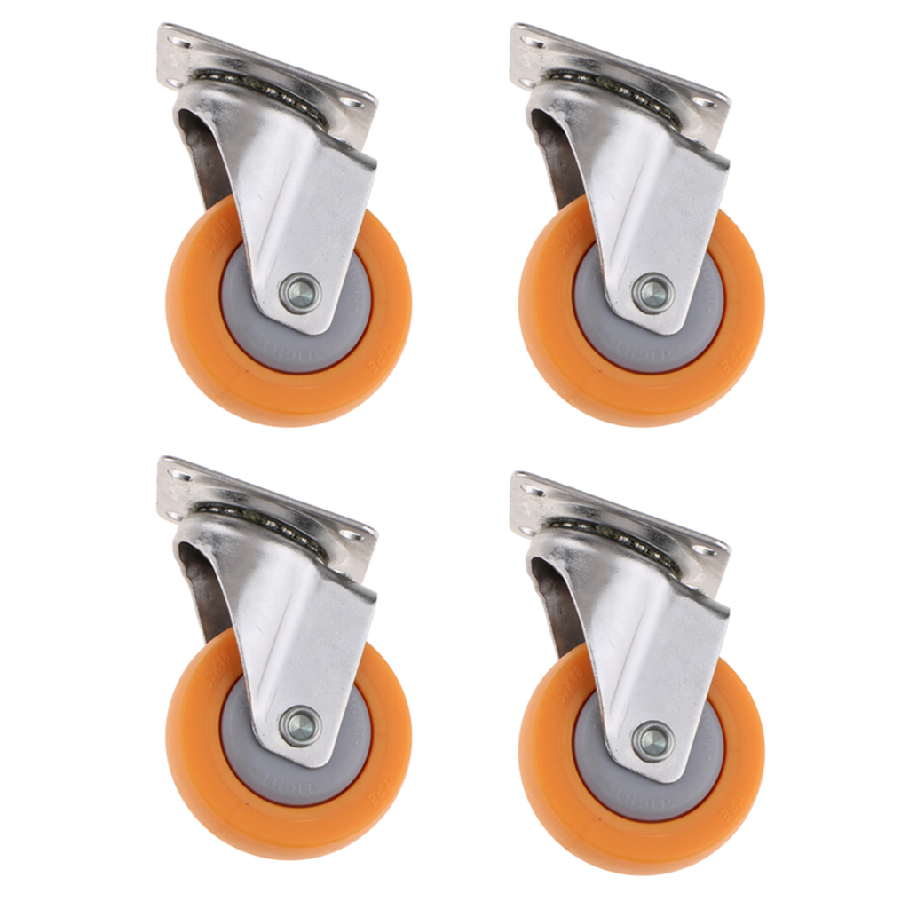 4pcs Nylon All Swivel Caster Wheels Plate Caster for Trolleys Orange 2'