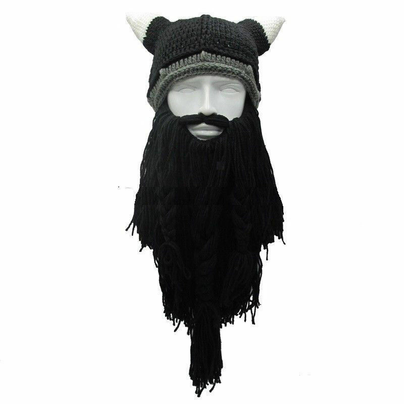 Chapeau Viking tricoté pour hommes | Long chapeau en corne de barbe, Vagabond barbarie, bonnet de Ski fou Halloween,