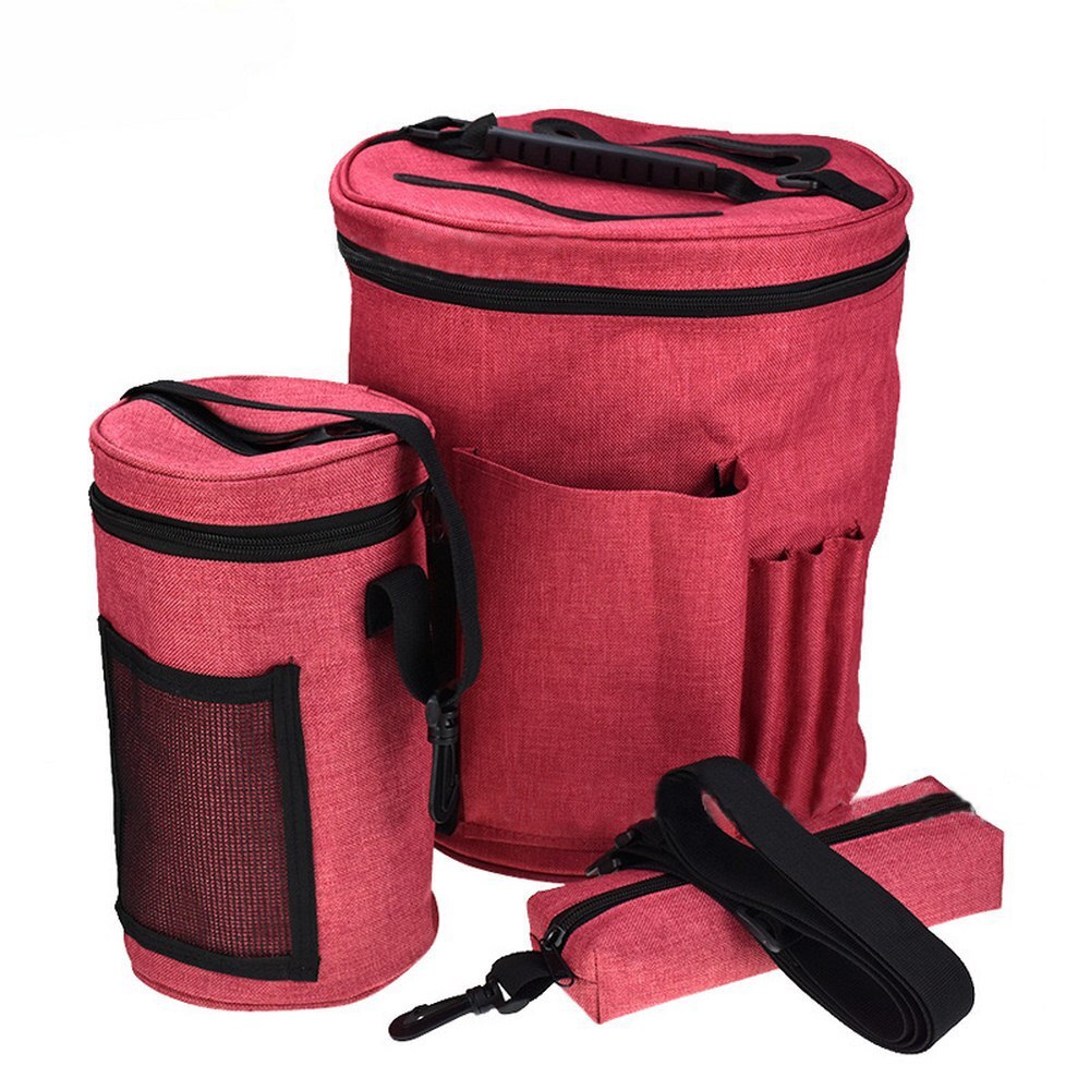 Garn opbevaringspose sysæt taske arrangør strikningssæt taske tråd nålpose garnholder hæklet syning opbevaringsboks tote: 5