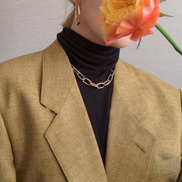 Gothic Punk Metal Multi Layer Dikke Ketting Choker Ketting Voor Vrouwen Mannen Gold Streetwear Sieraden Vrouwelijke Chocker Collier: OV5110001