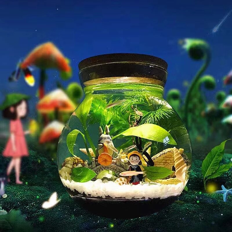 Acuario pequeño para peces, botella ecológica de vidrio para paisajismo, mirador, accesorios para acuarios