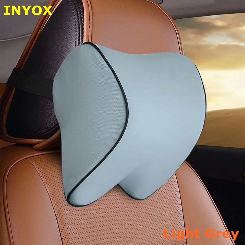 M1 Car Neck Headrest Pillow 3D Memory Cotton foam Universal for car Seat head Travel Support cushion rest Fabric Soft auto mesh: M1-Light Grey