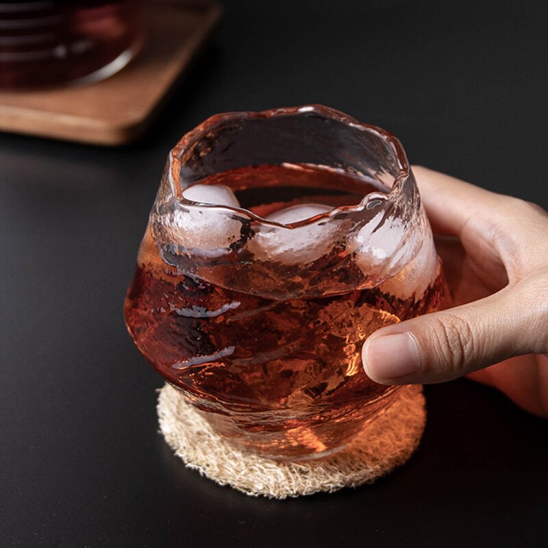 1Pc Japanese Handmade Hammered Whiskey Glass Heat-resistant Juice Cup Liquor Whisky Crystal Wine Glass Home Drinkware Bottle Mug