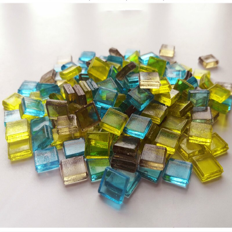 Carreaux de mosaïque en cristal diaphanes multicolores, carrés translucides, matériel de bricolage pour enfants, 100 pièces
