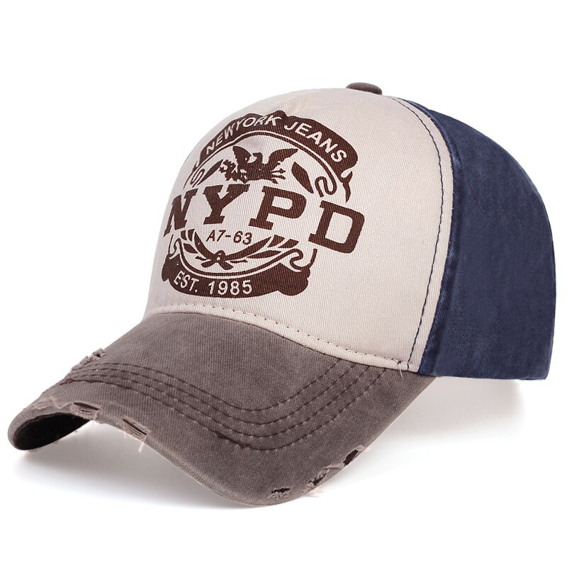 NYPD stampa Cappello Da Baseball EST 1985 Cotone Lavato cappello papà cappelli di sun di modo Regolabile Hip-hop cap Uomo Donna snapback Cappellini gorras: brown navy blue
