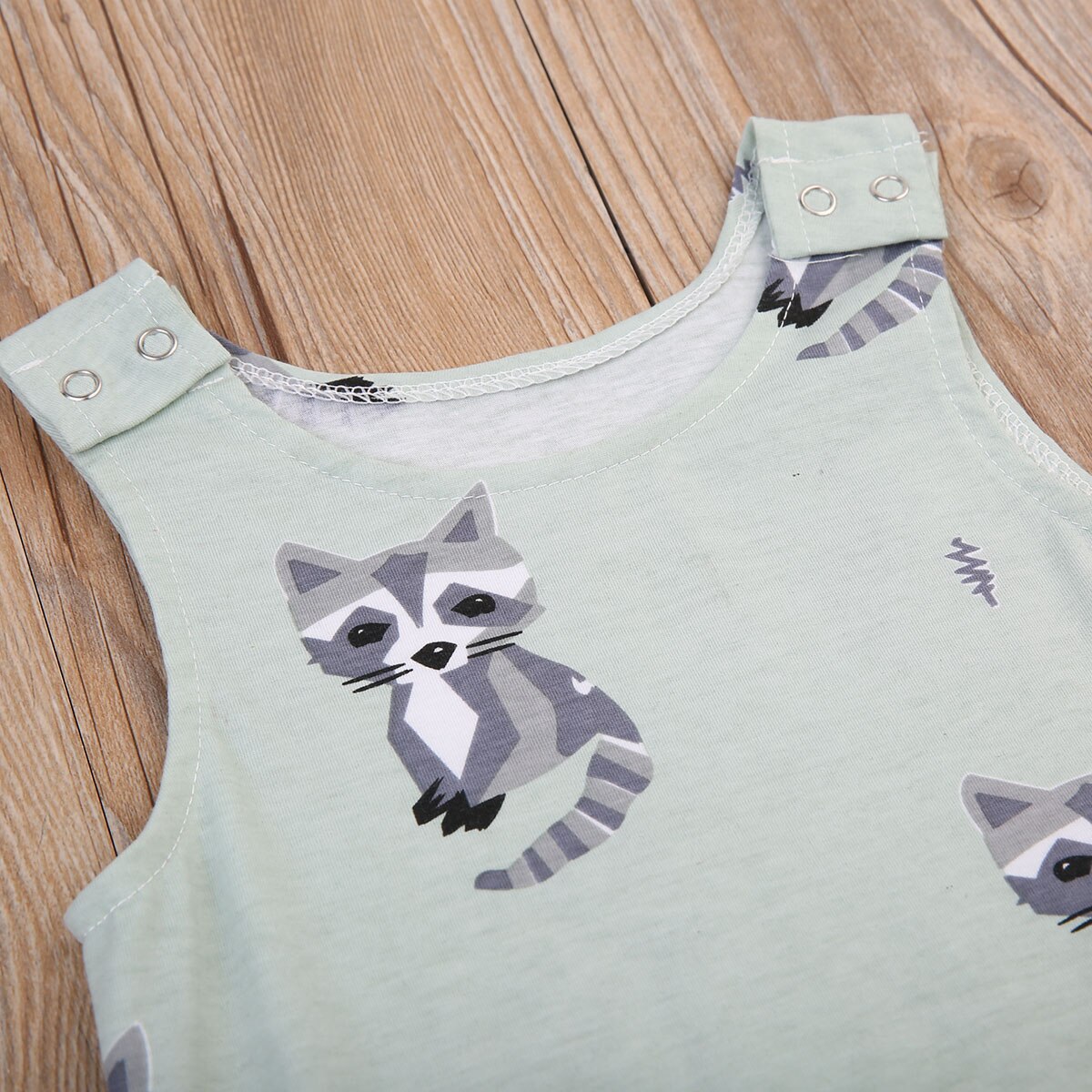 Pudcoco Cute Newborn Baby Boys Girls Racoon Romper Summer Sleeveless Clothes Jumpsuit Outfits Clothing