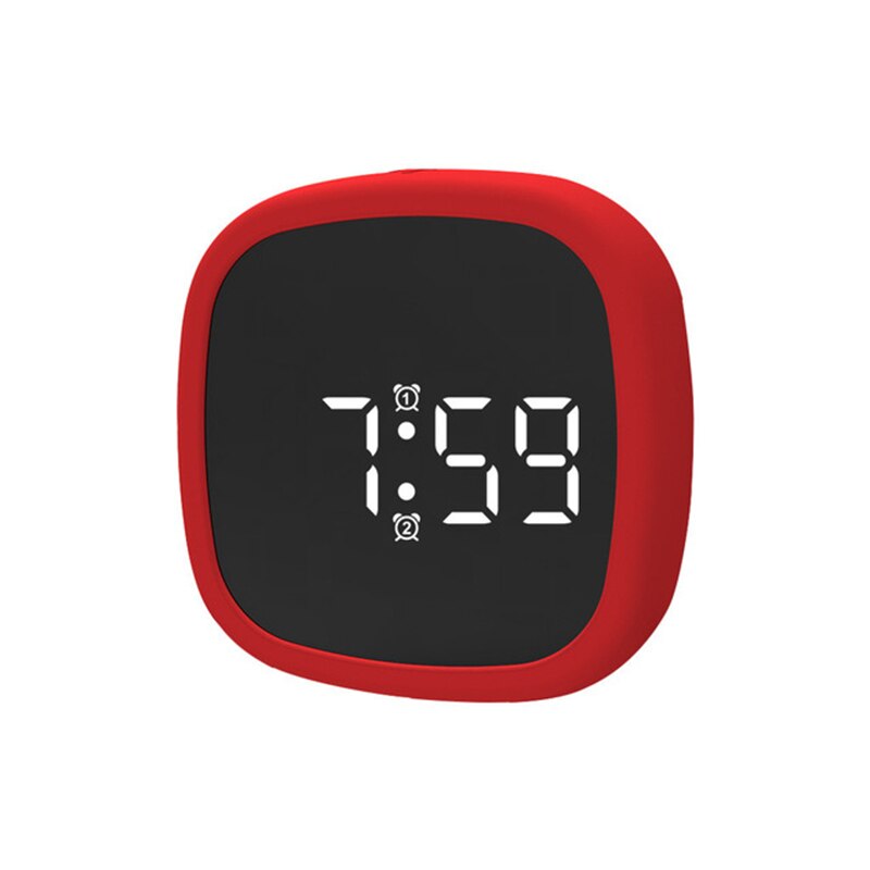 Trendy LED Mute Alarm Clock Office Bedside Shockproof Silicone Sound Activated Digital Alarm Clock Interior Decoration: no battery red