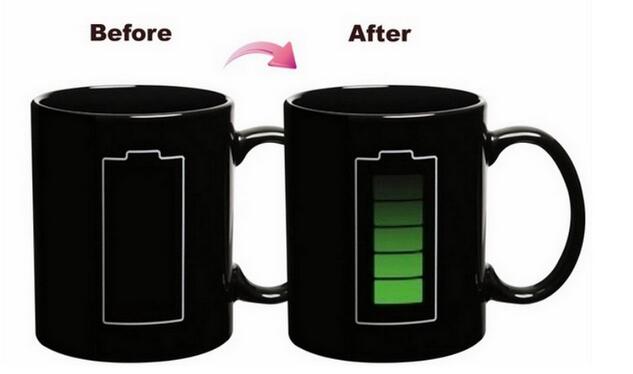 Magic Kleur Veranderende Cup Warmtegevoelige Mok Batterij Handgreep Keramische Magical Temperatuur Veranderende Beker