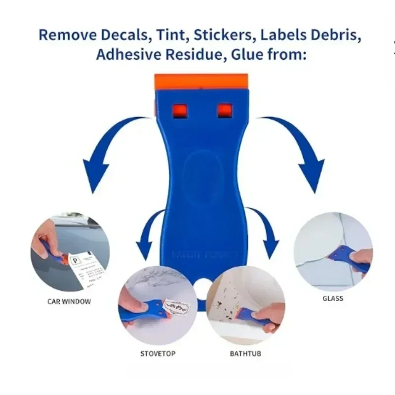 1 Juego de raspador de limpieza de vidrio para ventana de coche, removedor de pegatinas de coche, hoja de afeitar de plástico, etiqueta, maquinilla de afeitar limpia, removedor de pegamento, herramientas de limpieza