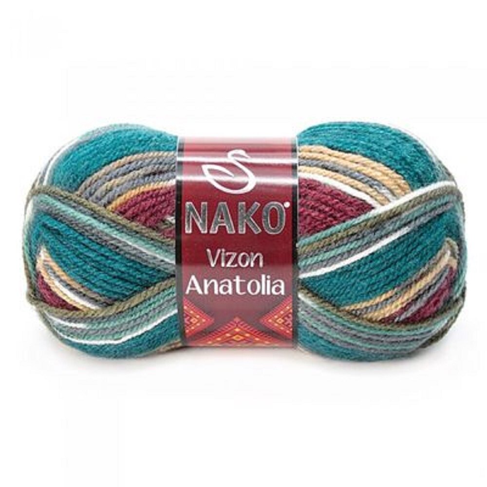Nako Vizon Anatolia Yarn Dıy Knitting Rope Yarn Multicolor Shawl Cardigan Scarf beanie colored rope Soft 100% Premium Acrylic: 81327