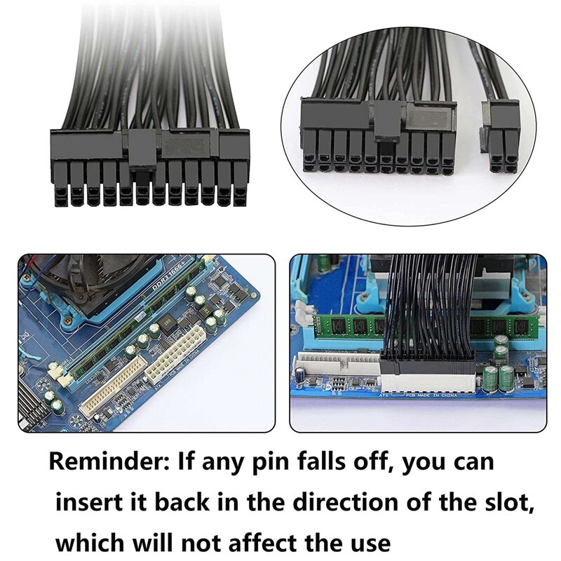 Dual Psu Voeding 24-Pins Atx Moederbord Splitter Kabel, 24Pin(20 + 4) voor Atx Moederbord Verlengkabel