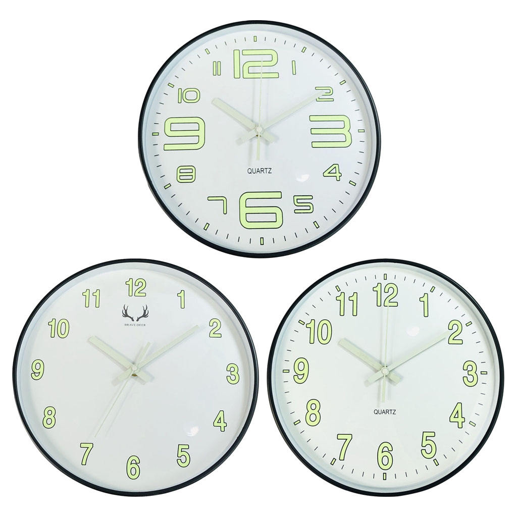 12" Night Light Wall Clock Silent Non-Ticking Arabic Numbers , Easy Install