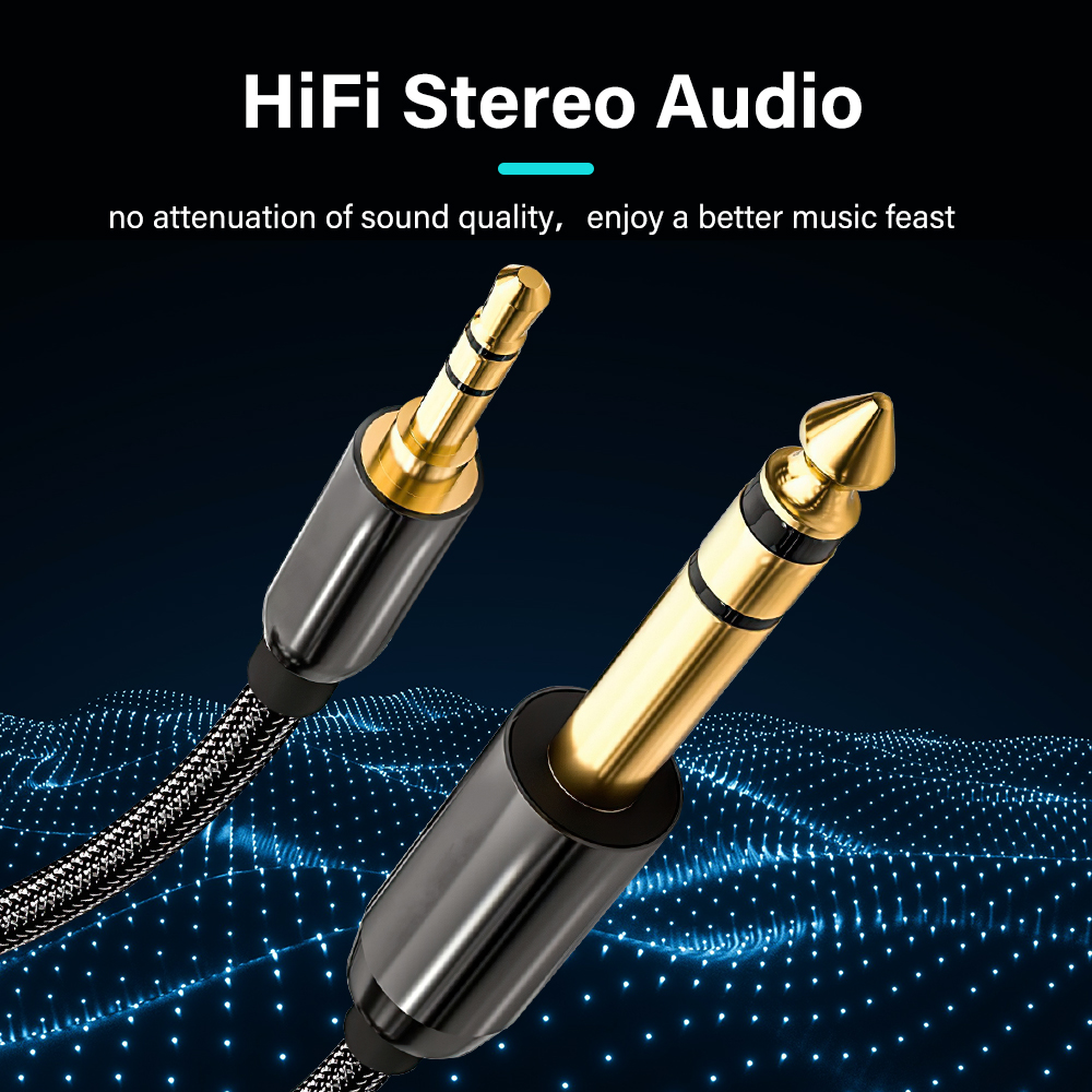 6.35 mm To 3.5 mm Jack Aux Cable For Electronic keyboard Drum Guitar Mixer Audio Connector Hifi Stereo Sound Adapte