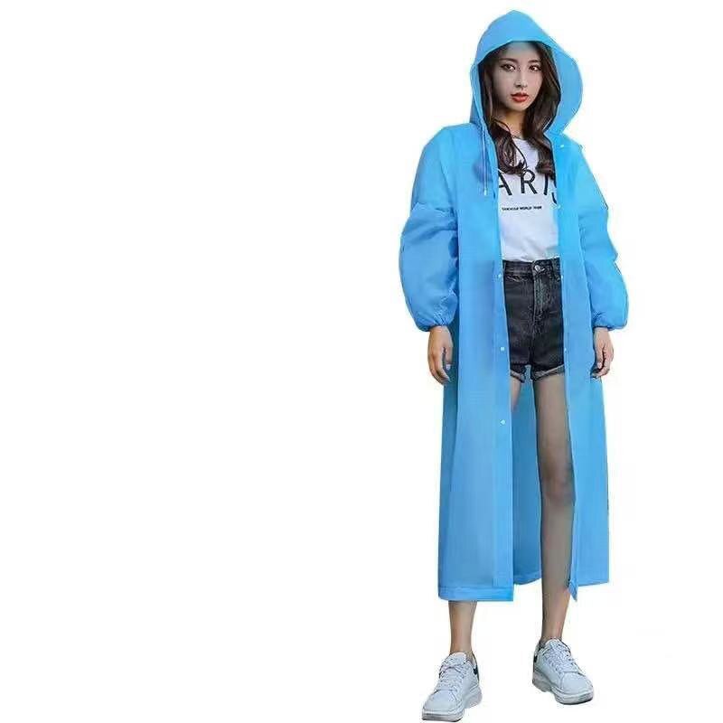 Mode Volwassen Waterdichte Lange Regenjas Vrouwen Mannen Regenjas Hooded Voor Outdoor Wandelen Reizen Vissen Klimmen Verdikte: Blauw