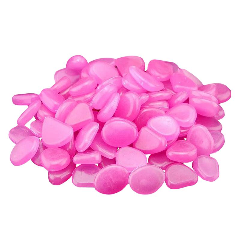 100 sztuk świetlny kostki brukowe kamyki kamienie świecące w ciemności żwir robić akwarium dekoracja obejścia ogrodu (jasnofioletowy): Fioletowy