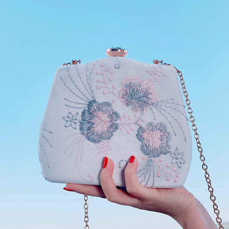 Neue damen retro kran gestickte abendessen Kupplung tasche Platz handtasche bankett umhängetasche frauen abend taschen für prom