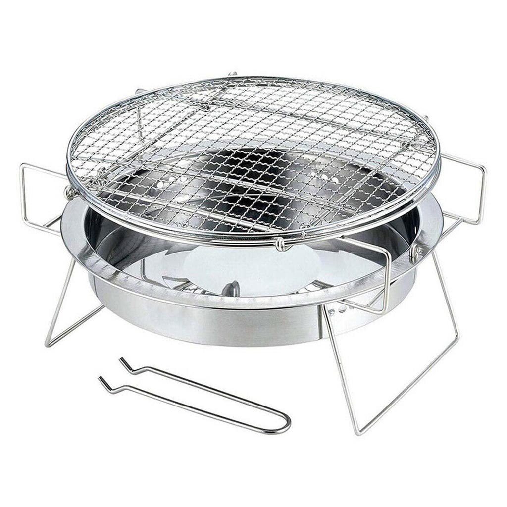 Draagbare Roestvrij Staal Bbq Grill Non-stick Oppervlak Camping Barbecue Grill Outdoor Camping Picknick Tool Kachel Roestvrij 27g3: 30X18cm