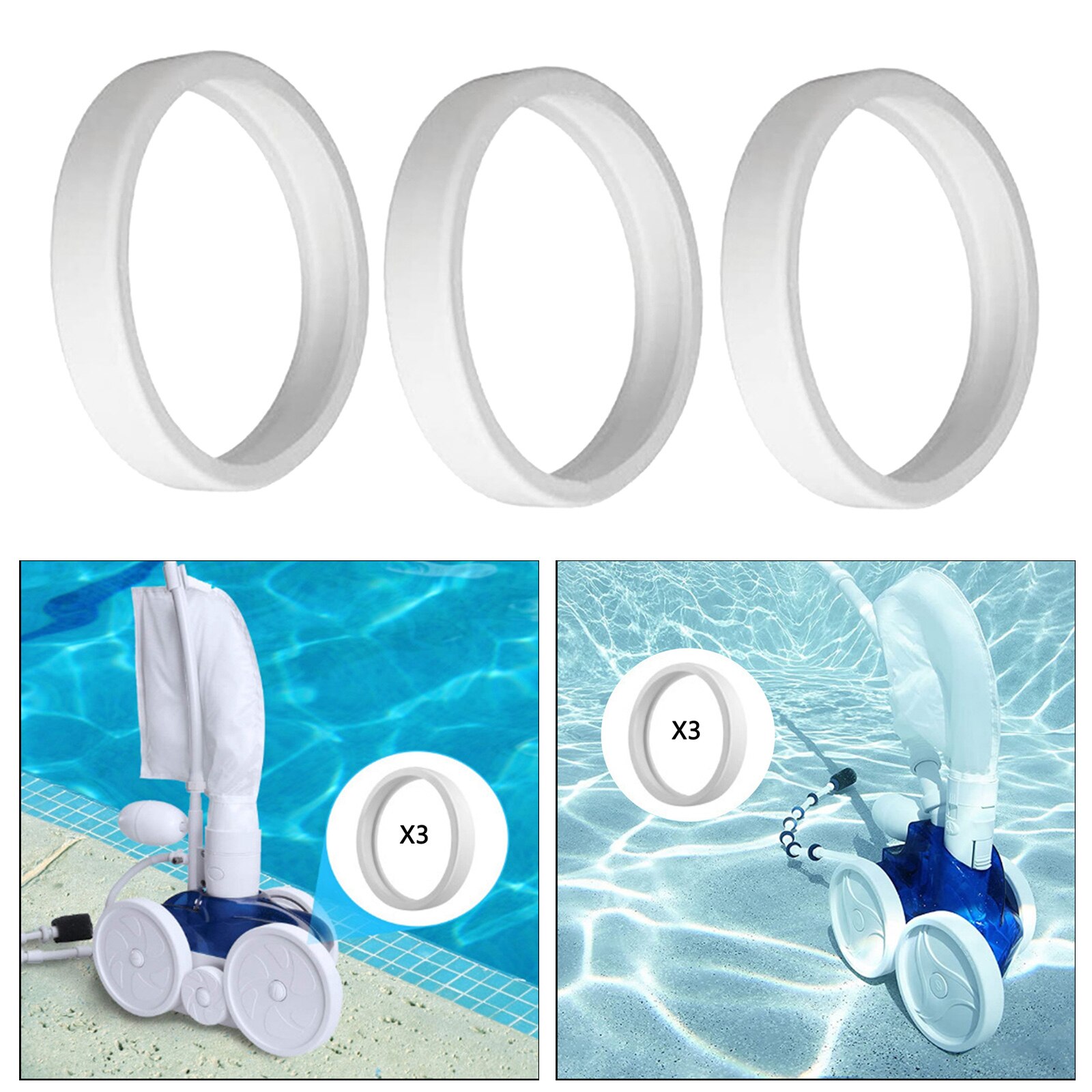 3-Pack Pool Cleaner Tire Replacement - Compatible with Polaris 180, 280, 360, 380 | Heavy Duty