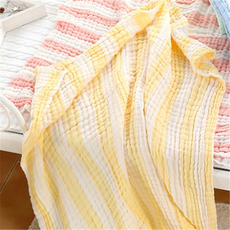 105 * 105cm bomulds gaze farve strip baby stort badehåndklæde baby håndklæde 0-2 år gammelt sengetæppe: 2