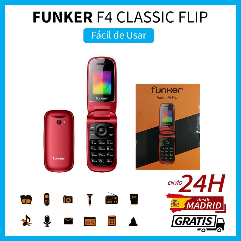 Funker F4 Telefoon Met Deksel Sleutels Grote Volume Sterke Classic Mobiele Voor Oudere Mensen Dual Sim Te Gebruiken Zwart rood