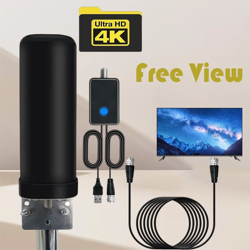 Powerful Outdoor Indoor Strong Signal HDTV DVBT2 HD 4k Full TV Signal Amplifier Digital Antenna For High-Range TV