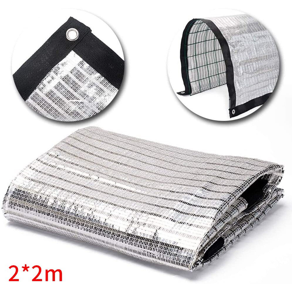 Reflective Shade Cloth Aluminum Foil Shading Sail Sunsn Shade Net 2X2M for Garden Flower Plants Pergola Patio