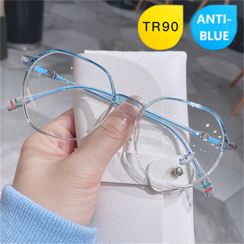 Anti Blauw Licht Bril Met Grote Frame Computer Vintage Vierkante Brillen Optische Lenzen Voor Vrouw Mannen Metalen Brilmonturen